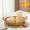 Glitzhome® 6" Fall Amber Dots Round Glass Pumpkin